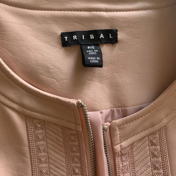 Blush Pink Tribal Faux Leather Jacket - Picture 2 of 3